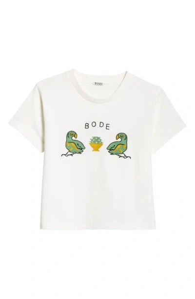 Bode Twin Parakeet Embroidered T-shirt In White