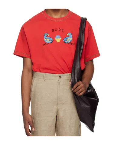 Bode Twin Parakeet T-shirt In Red