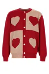 Bode Two-tone Viscose Blend Hearts Cardigan In Red