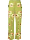 Bode Victorian Floral-embroidered Trousers In Grün