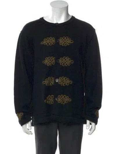 Pre-owned Bode Virgin Wool Patterned Pullover W/ Tags In Black