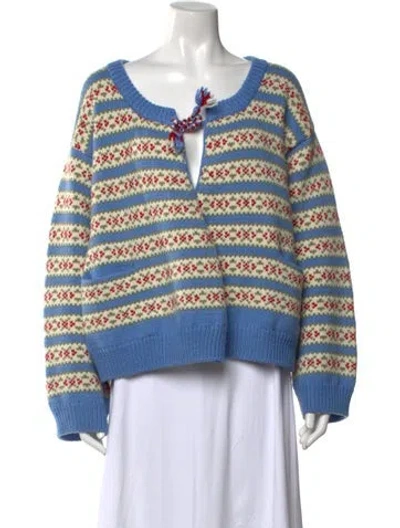 Pre-owned Bode Virgin Wool Patterned Sweater In Blue