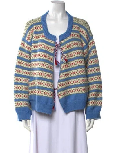 Pre-owned Bode Virgin Wool Patterned Sweater In Blue