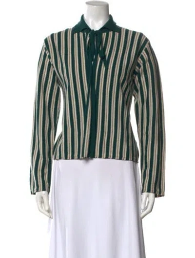 Pre-owned Bode Virgin Wool Striped Sweater In Green