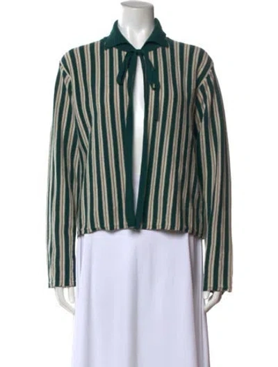 Pre-owned Bode Virgin Wool Striped Sweater In Green