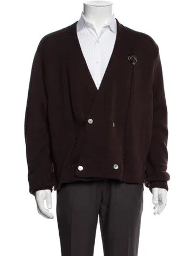Pre-owned Bode V-neck Long Sleeve Cardigan In Brown