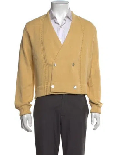 Pre-owned Bode V-neck Long Sleeve Cardigan In Yellow
