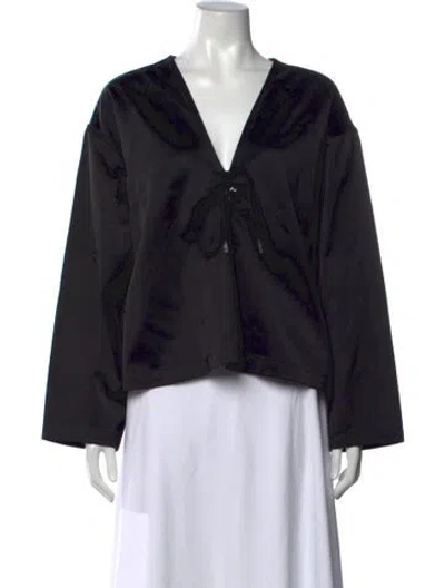 Pre-owned Bode V-neck Long Sleeve Top In Black