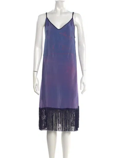 Pre-owned Bode V-neck Midi Length Dress In Purple