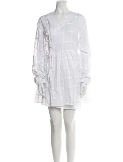 Pre-owned Bode V-neck Mini Dress W/ Tags In White