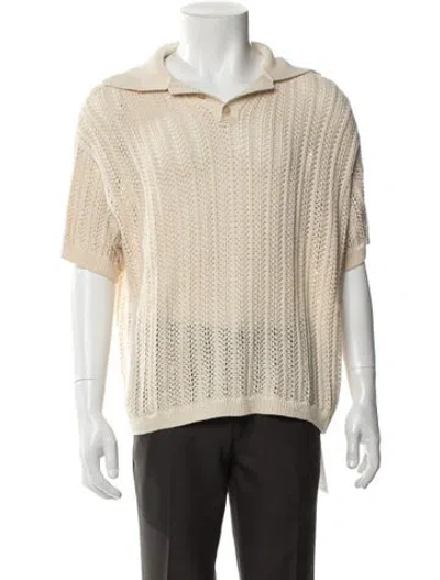 Pre-owned Bode V-neck Short Sleeve Polo Sweater In Neutral