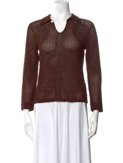 Pre-owned Bode V-neck Sweater In Brown