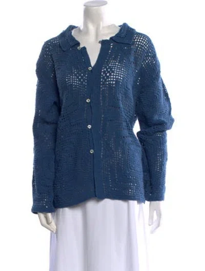 Pre-owned Bode V-neck Sweater W/ Tags In Blue