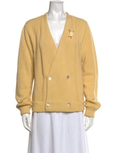 Pre-owned Bode V-neck Sweater In Yellow