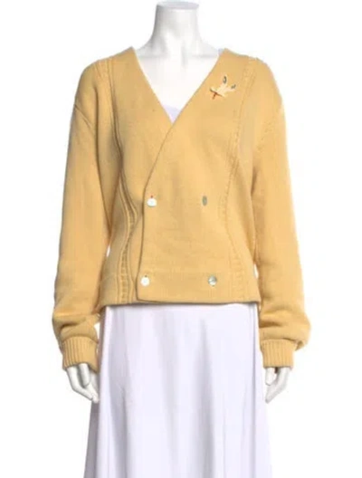 Pre-owned Bode V-neck Sweater In Yellow