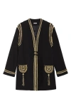 Bode Weedy Crochet-trimmed Crepe Jacket In Black