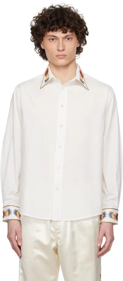 Bode Candyfloss Embroidered Cotton Oxford Shirt In White