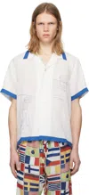 Bode Club Champion Shirt In White Blue