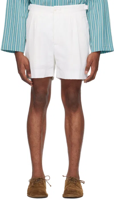 Bode White Double-button Shorts