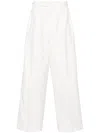 BODE WHITE EMBROIDERED PLEATED TROUSERS - MEN'S - VISCOSE/WOOL