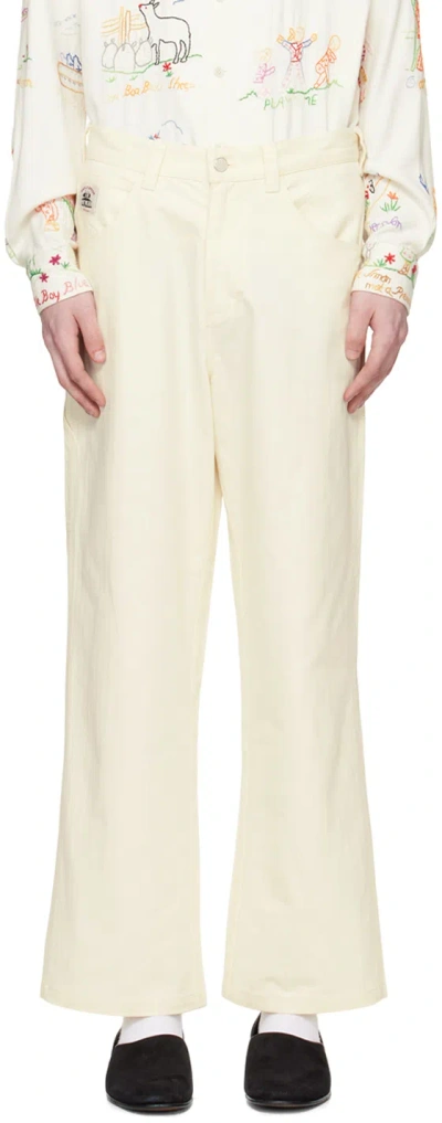 Bode Knolly Brook Cotton Herringbone Pants In White