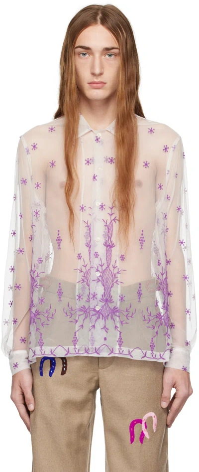 Bode White Lavandula Shirt In Prwht Purple White