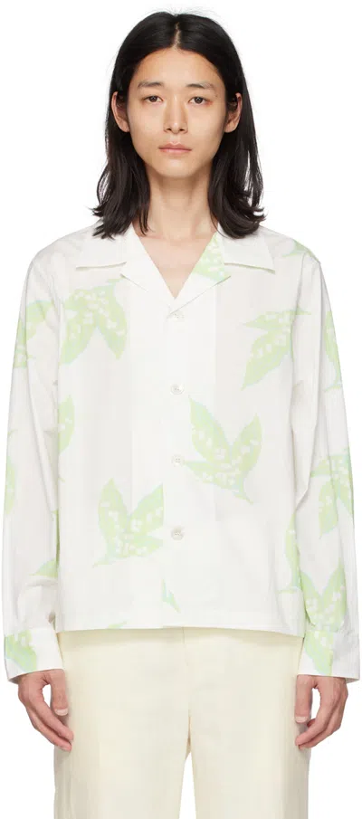 Bode White Lily Of The Valley Shirt In Wtgrn White Green