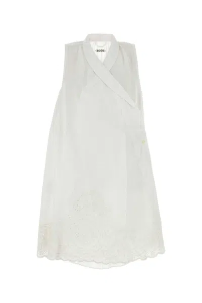 Bode White Linen Blevoir Dress