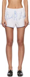 Bode White Lucky Baby Shorts In Wtblu White Blue