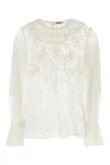 Bode Women White Mesh Middlemist Blouse In White