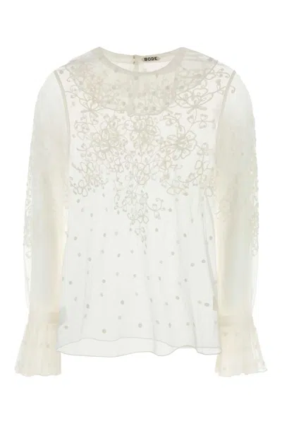 BODE WHITE MESH MIDDLEMIST BLOUSE