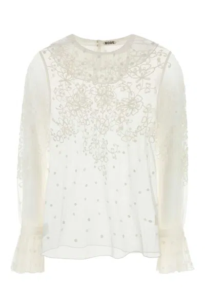 BODE WHITE MESH MIDDLEMIST BLOUSE