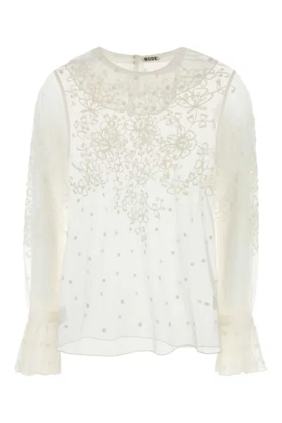 Bode White Mesh Middlemist Blouse In Multi