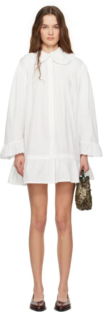 Bode Peter Pan Collar Cotton Dress In White White