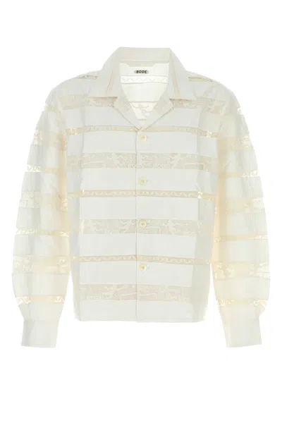 Bode White Poplin Shirt In Cream