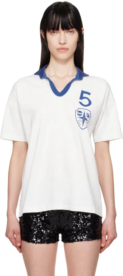 Bode White 'recreation' Polo In Cream Cream