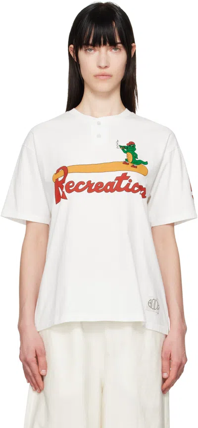 Bode White Reptile Rec Henley In Cream Cream
