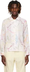 Bode White Signature Scrawl Shirt In White Multi