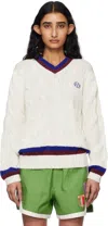 Bode White Tennis Sweater In Cream Cream
