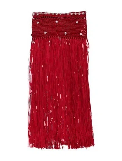 Pre-owned Bode Wide Crystal Embellishments Waist Belt In Red