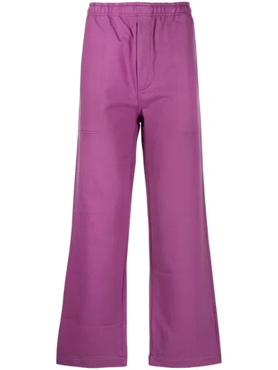 Bode Wide-leg Cotton Track Pants In Purple