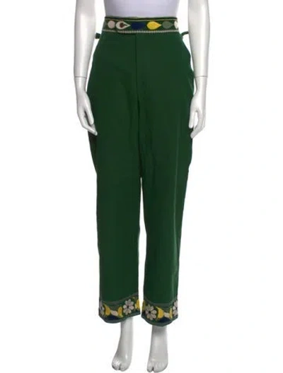 Pre-owned Bode Wide Leg Pants In Green