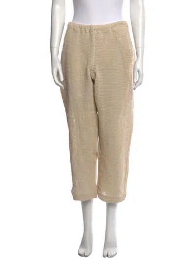Pre-owned Bode Wide Leg Pants In Neutral