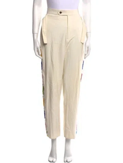 Pre-owned Bode Wide Leg Pants In Neutral