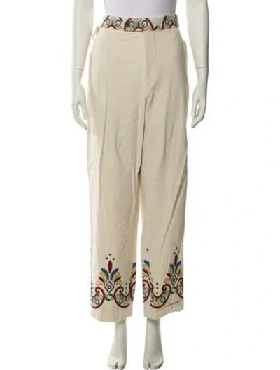 Pre-owned Bode Wide Leg Pants In Neutrals
