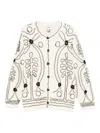 Bode Men Embellished Cashmere Winter Garden Cardigan In White