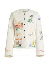 Bode Nursery Rhyme Beaded Cotton Jacket In Ecru Multi