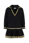 Bode Embellished Cotton-poplin Mini Dress In Black
