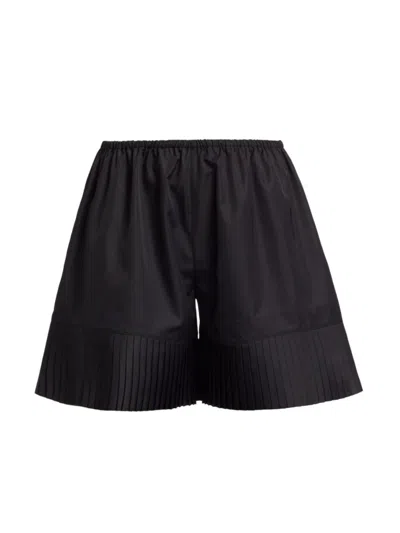 Bode Brunch Pleated Poplin Shorts In Black