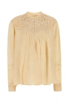 Bode Cream Satin Threadwork Blouse In Yellow